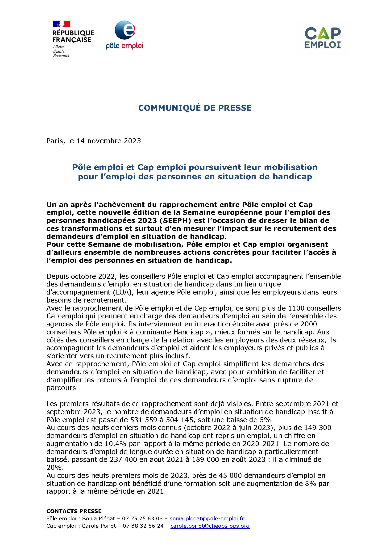 Téléchargez le document 20231114 - CP - Pôle emploi et Cap emploi se mobilisent pour l'emploi des personnes en situation de handicap.docx_Page_1.jpg(pdf, 535.14 KB) (Nouvelle fenêtre)