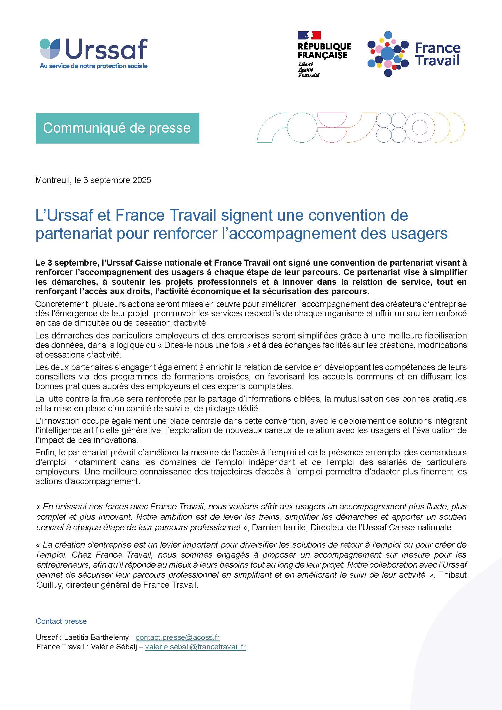 Téléchargez le document 20250903 - L'Urssaf et France Travail signent une convention de partenariat pour renforcer l'accompagnement des usagers(pdf, 169.99 KB) (Nouvelle fenêtre)